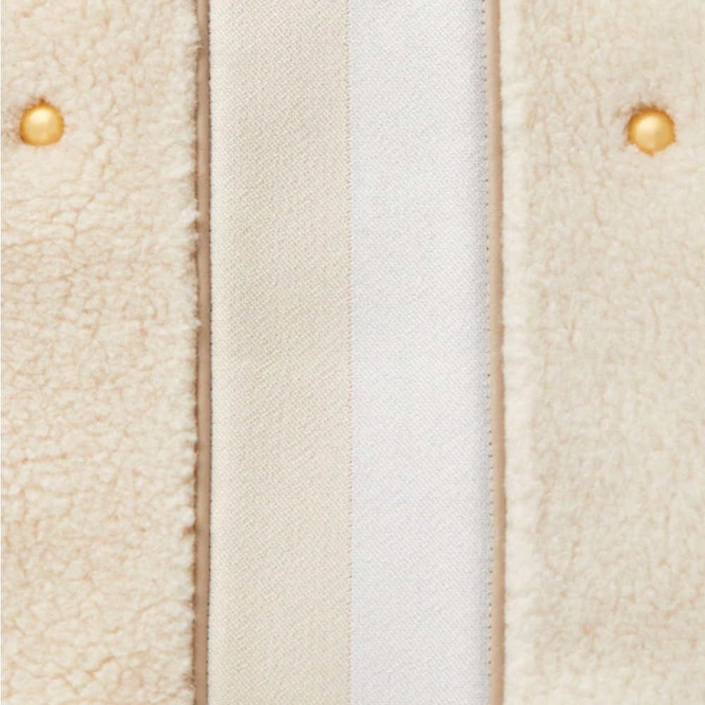 π Kate Spade Everything Racing Stripe Faux Shearling Large Tote Cream Multi Bag - Picture 11 of 11